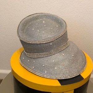 Sparkle Silver Angled Brim Church Hat